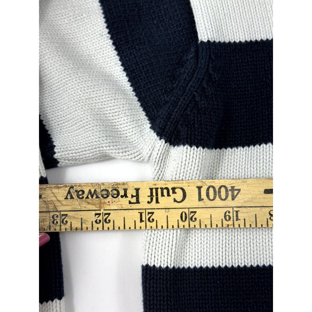 Lauren Ralph Lauren Womens Large Striped Navy Blue & White 1/4 Zip - Picture 8 of 10